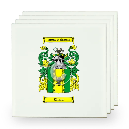 Ohara Set of Four Small Tiles with Coat of Arms