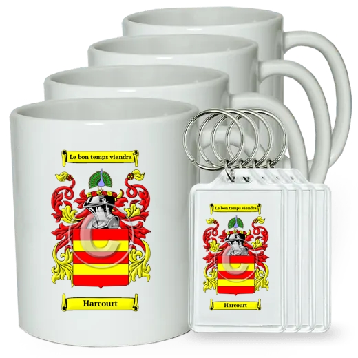 Harcourt Set of 4 Coffee Mugs and Keychains