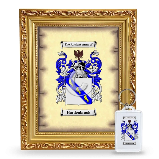 Hardenbrook Framed Coat of Arms and Keychain - Gold