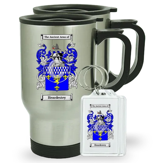 Heardestey Pair of Travel Mugs and pair of Keychains