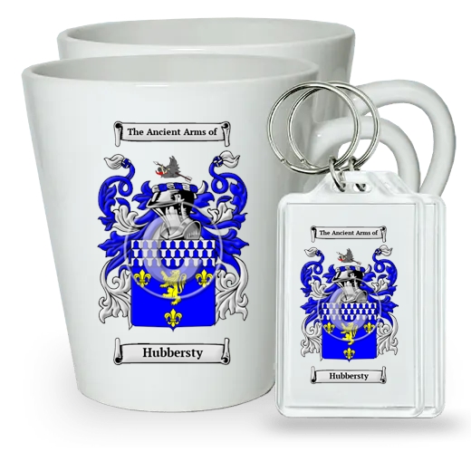 Hubbersty Pair of Latte Mugs and Pair of Keychains