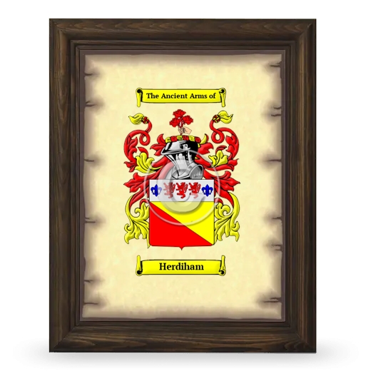 Herdiham Coat of Arms Framed - Brown