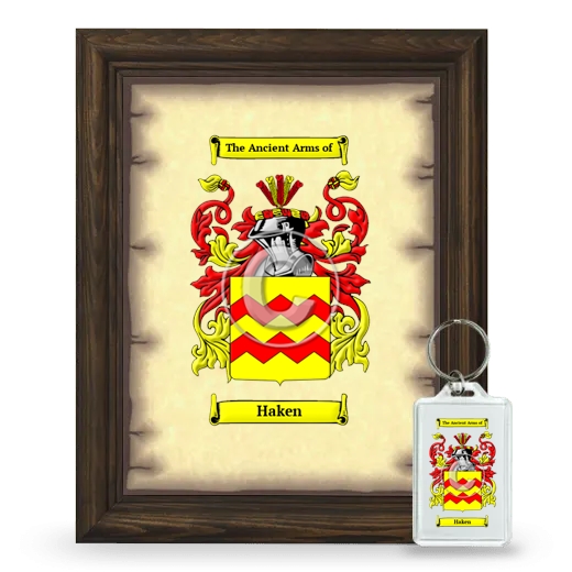 Haken Framed Coat of Arms and Keychain - Brown