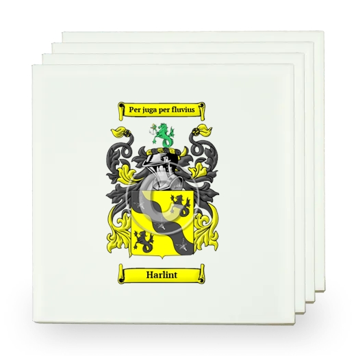 Harlint Set of Four Small Tiles with Coat of Arms