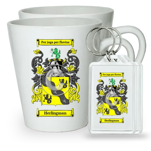 Herlingman Pair of Latte Mugs and Pair of Keychains