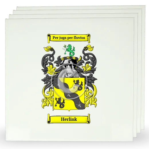 Herlink Set of Four Large Tiles with Coat of Arms