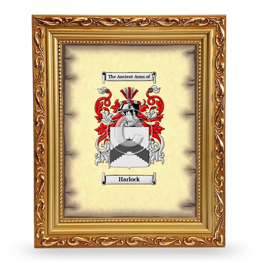 Harlock Coat of Arms Framed - Gold