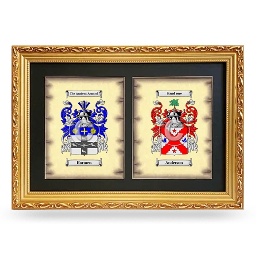 Double Coat of Arms Framed - Gold