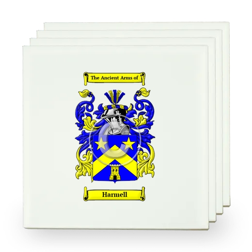 Harmell Set of Four Small Tiles with Coat of Arms