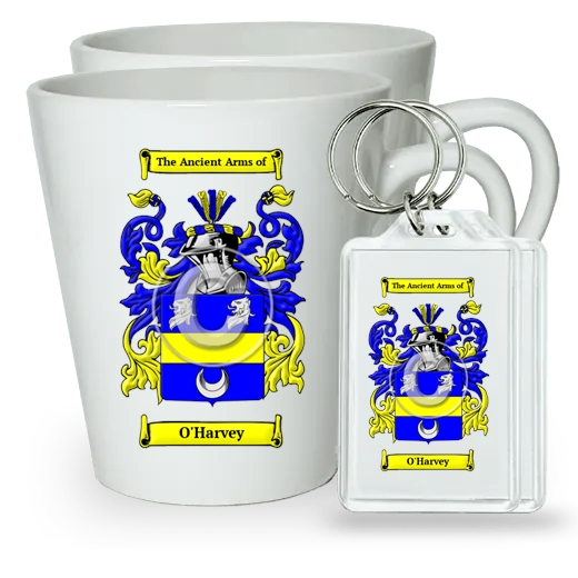 O'Harvey Pair of Latte Mugs and Pair of Keychains