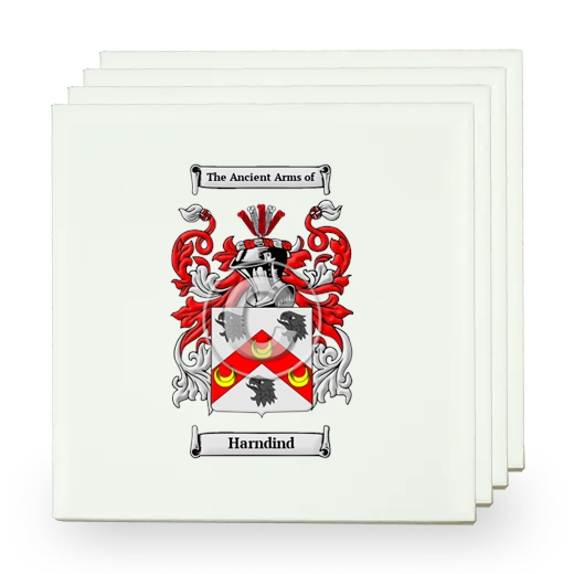 Harndind Set of Four Small Tiles with Coat of Arms