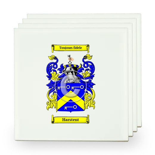 Harstent Set of Four Small Tiles with Coat of Arms