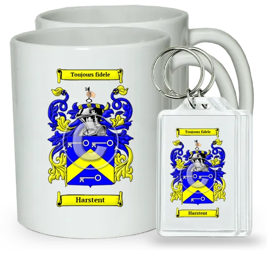 Harstent Pair of Coffee Mugs and Pair of Keychains