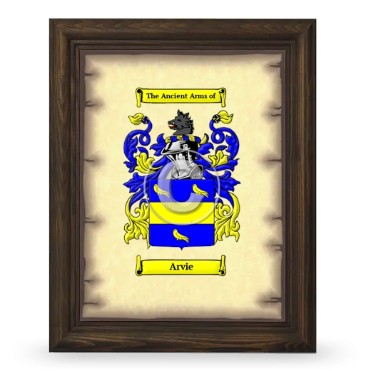 Arvie Coat of Arms Framed - Brown