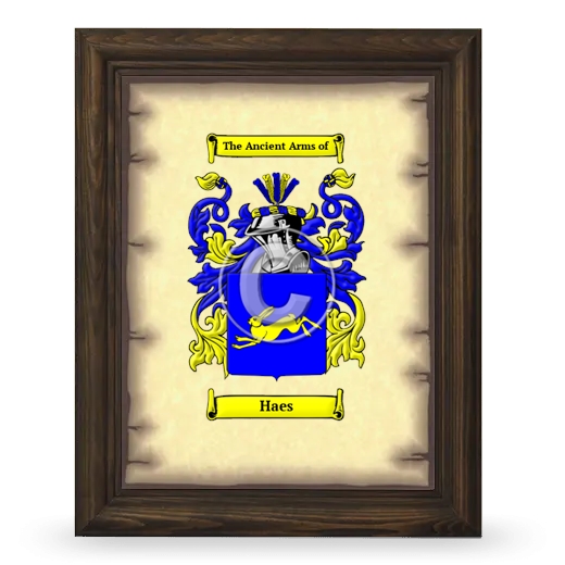 Haes Coat of Arms Framed - Brown