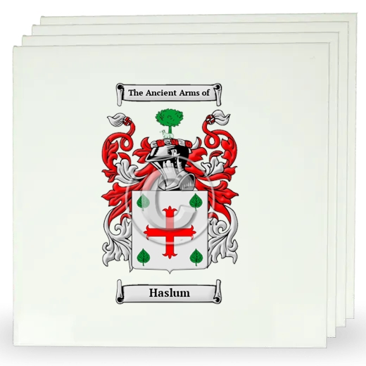 Haslum Set of Four Large Tiles with Coat of Arms