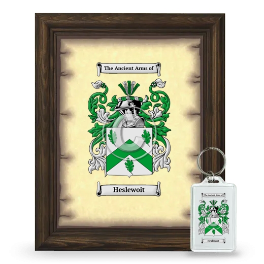 Heslewoit Framed Coat of Arms and Keychain - Brown