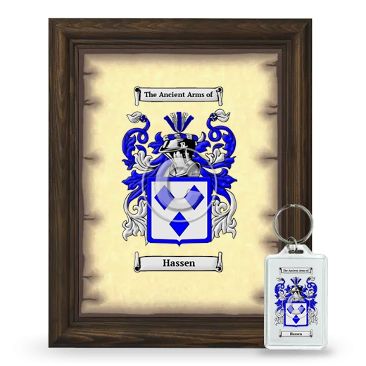 Hassen Framed Coat of Arms and Keychain - Brown