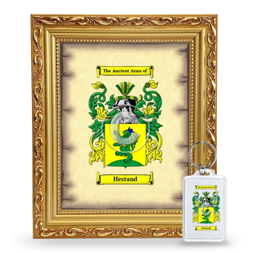 Hestand Framed Coat of Arms and Keychain - Gold