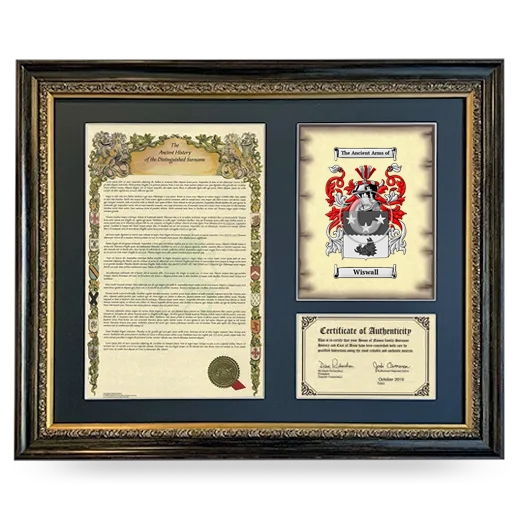 Wiswall Framed Surname History and Coat of Arms- Heirloom