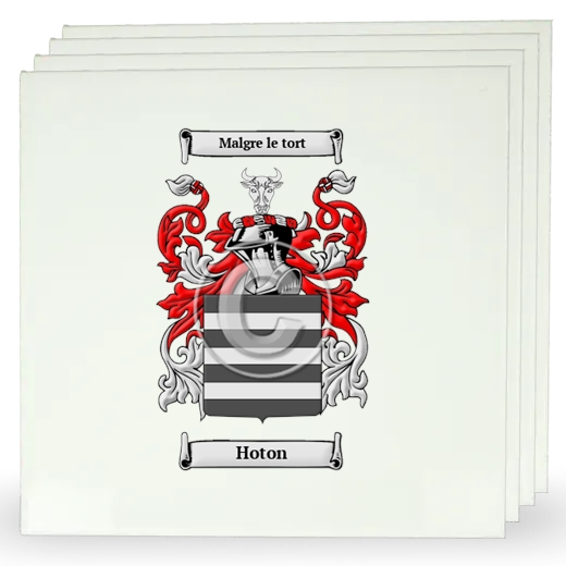 Hoton Set of Four Large Tiles with Coat of Arms