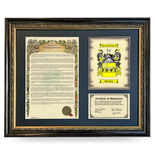 Haversey Framed Surname History and Coat of Arms- Heirloom