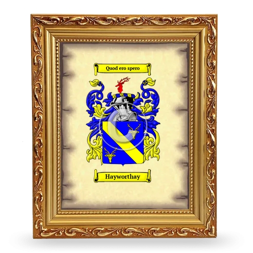 Hayworthay Coat of Arms Framed - Gold