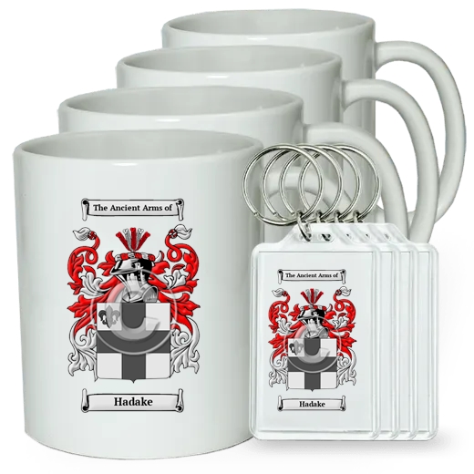 Hadake Set of 4 Coffee Mugs and Keychains