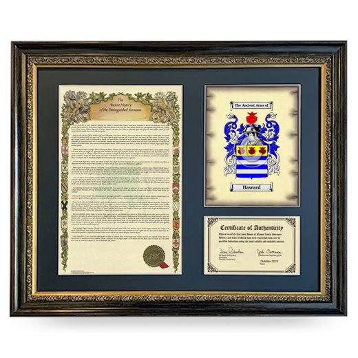 Haseard Framed Surname History and Coat of Arms- Heirloom