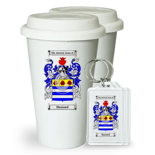 Hazzord Pair of Ceramic Tumblers with Lids and Keychains