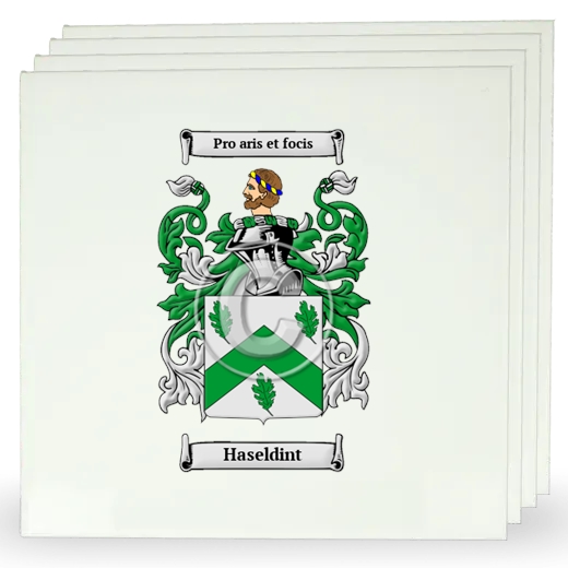 Haseldint Set of Four Large Tiles with Coat of Arms