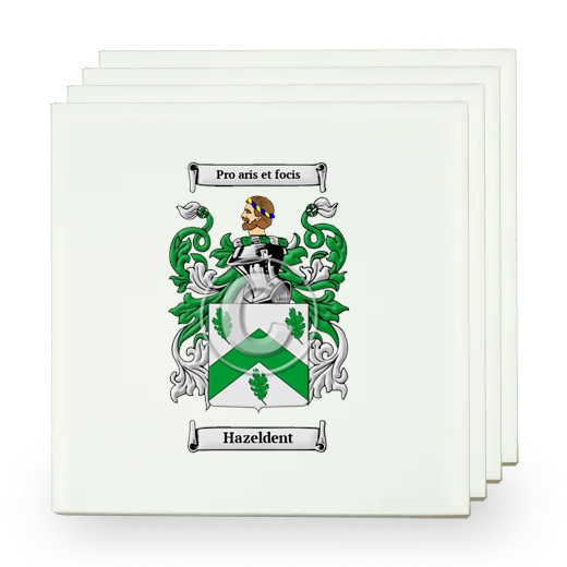 Hazeldent Set of Four Small Tiles with Coat of Arms