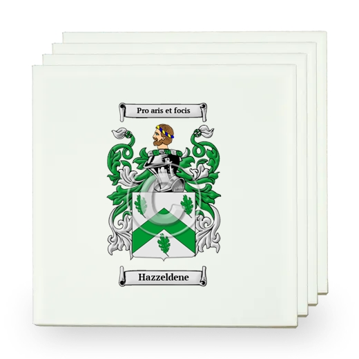 Hazzeldene Set of Four Small Tiles with Coat of Arms