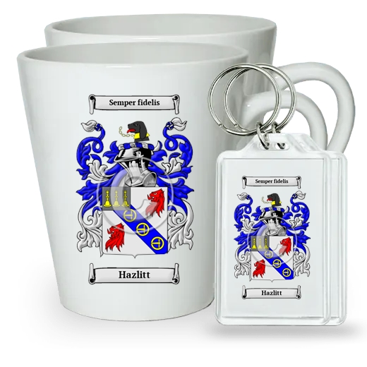 Hazlitt Pair of Latte Mugs and Pair of Keychains