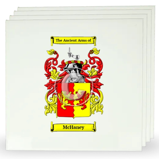 McHaney Set of Four Large Tiles with Coat of Arms