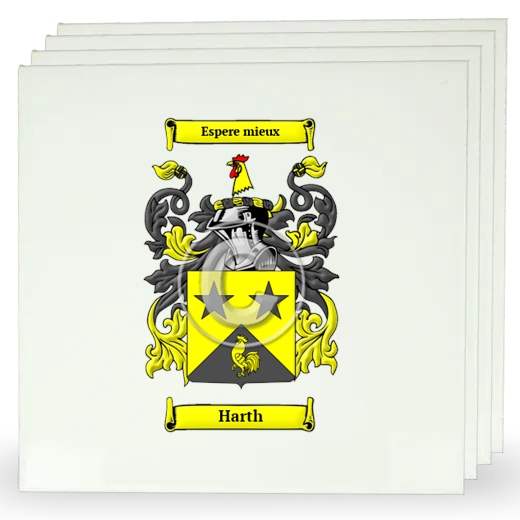 Harth Set of Four Large Tiles with Coat of Arms