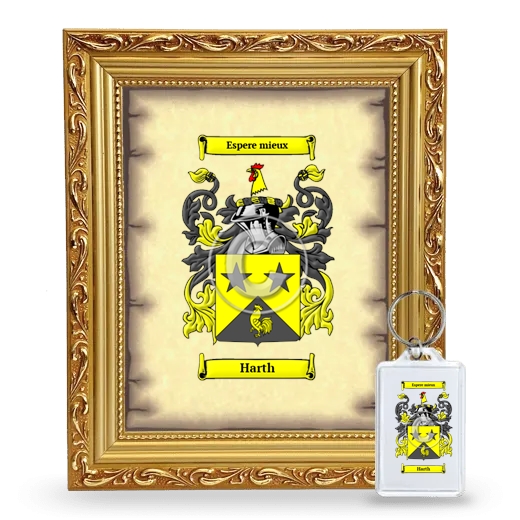 Harth Framed Coat of Arms and Keychain - Gold