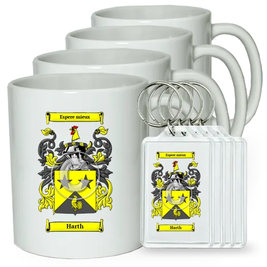 Harth Set of 4 Coffee Mugs and Keychains