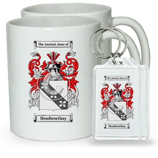 Headworthay Pair of Coffee Mugs and Pair of Keychains