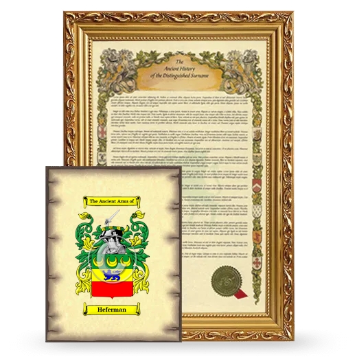 Heferman Framed History and Coat of Arms Print - Gold