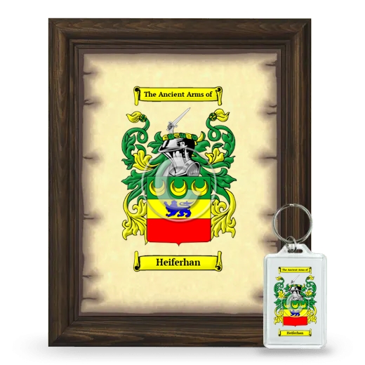 Heiferhan Framed Coat of Arms and Keychain - Brown