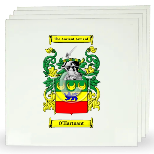 O'Hartnant Set of Four Large Tiles with Coat of Arms