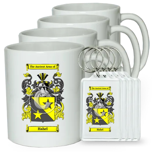 Hahel Set of 4 Coffee Mugs and Keychains