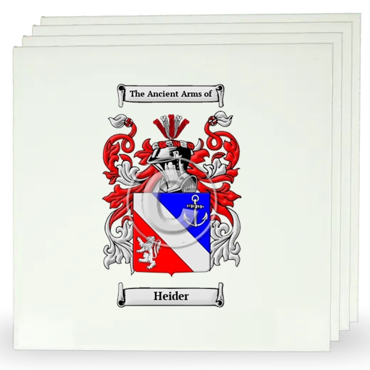 Heider Set of Four Large Tiles with Coat of Arms