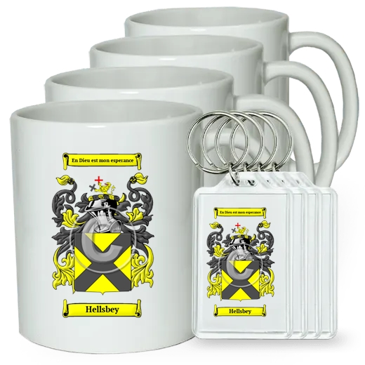 Hellsbey Set of 4 Coffee Mugs and Keychains