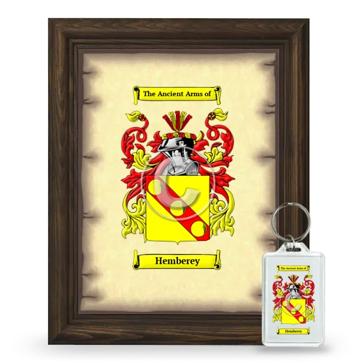 Hemberey Framed Coat of Arms and Keychain - Brown