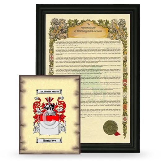 Hemgrave Framed History and Coat of Arms Print - Black