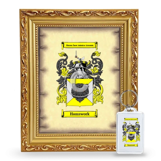 Hamswork Framed Coat of Arms and Keychain - Gold