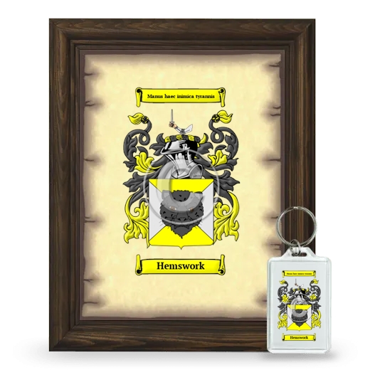 Hemswork Framed Coat of Arms and Keychain - Brown