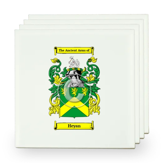 Heyan Set of Four Small Tiles with Coat of Arms